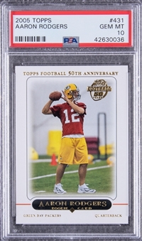2005 Topps #431 Aaron Rodgers Rookie Card - PSA GEM MT 10
